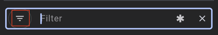 Filter input with filter menu button highlighted